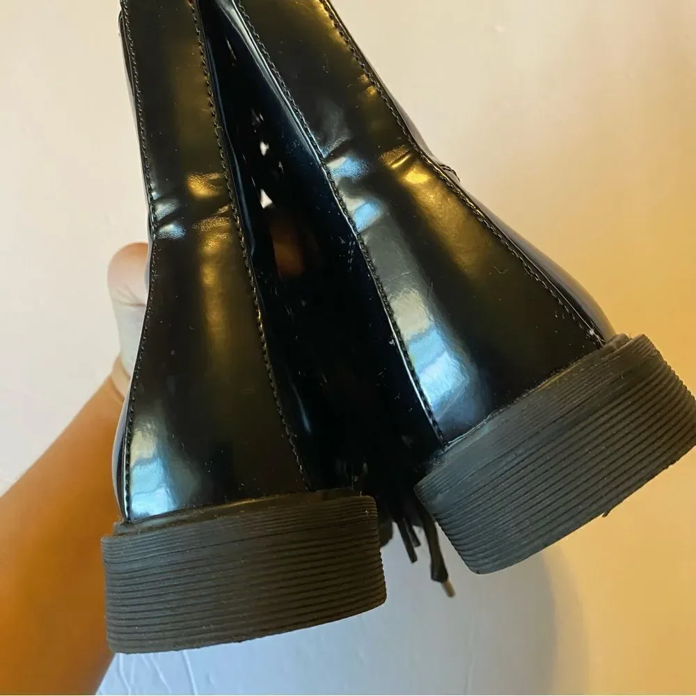 Thereabouts Girls Reese Combat Boots faux Leather glossy Lace Up zipper side 3